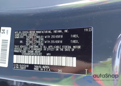 2024 Toyota Grand Highlander Xle z USA, uszkodzony, nr VIN 5TDAAAB59RS026302